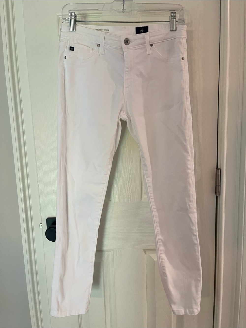 Ag Adriano Goldschmied White Abbey Mid-Rise Skinny Jeans - Sleek High-Rise Fit - Picture 2 of 4